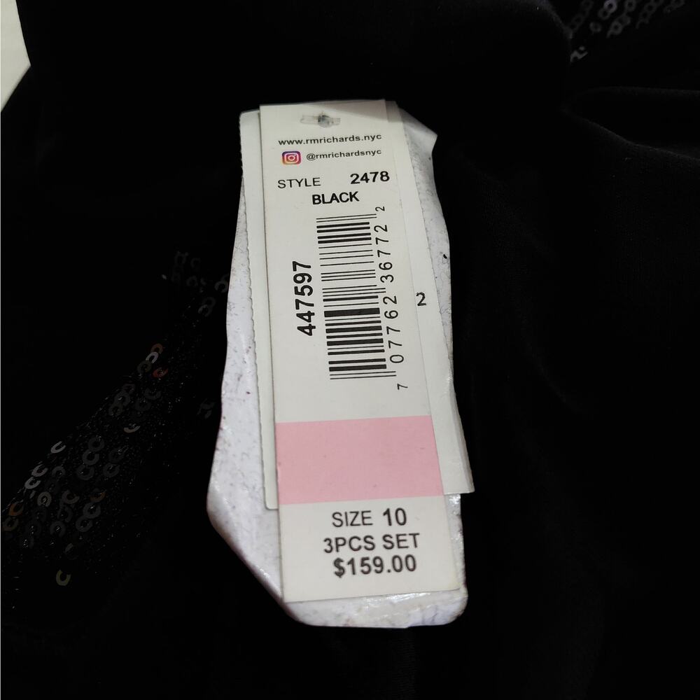 Womens Sequin Pant Suit Sz 10/12 Black Formal Evening Cocktail Party Set R & M - Picture 10 of 11